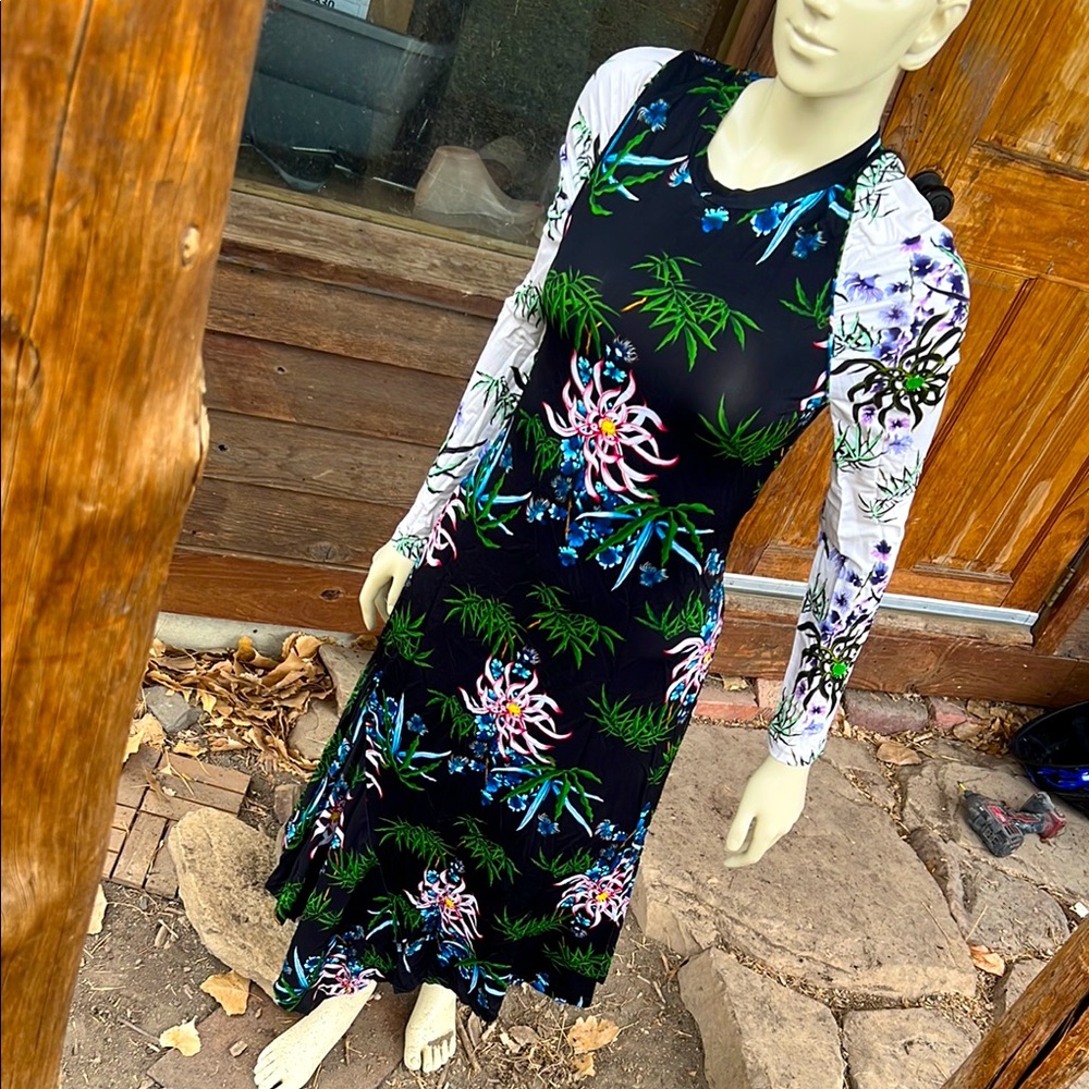 Kenzo made in Portugal Floral Long Sleeve Maxi Dress tropical